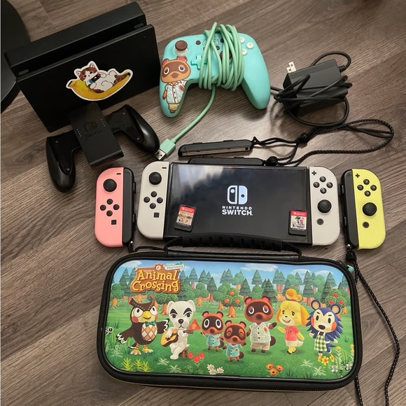 Nintendo Switch Console with Animal Crossing Theme - Black,...